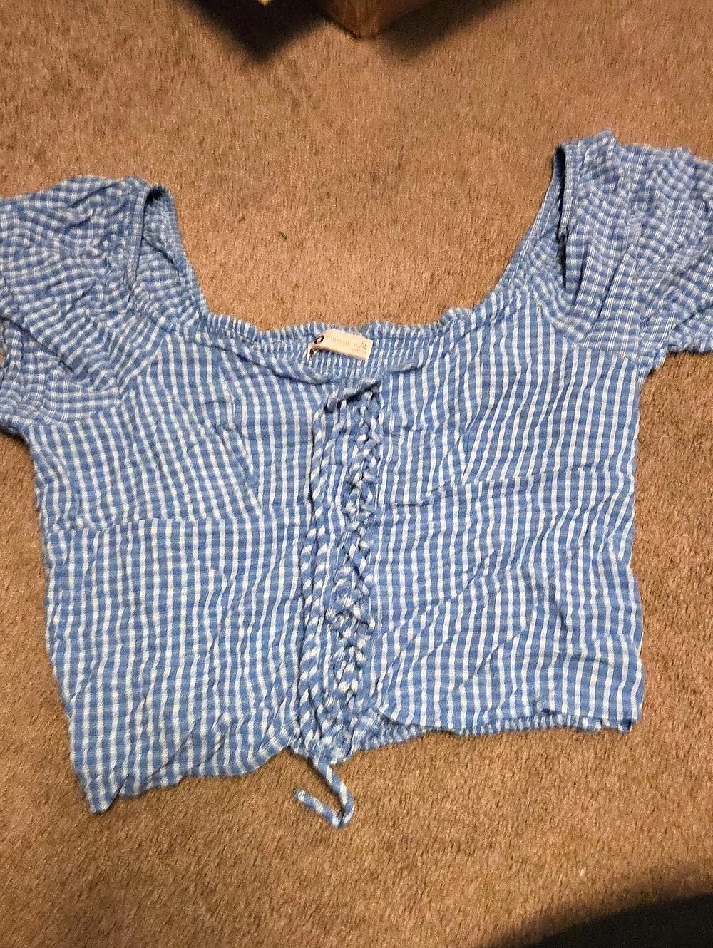 O'Neill Gingham Crop Top in Blue & White Size Small